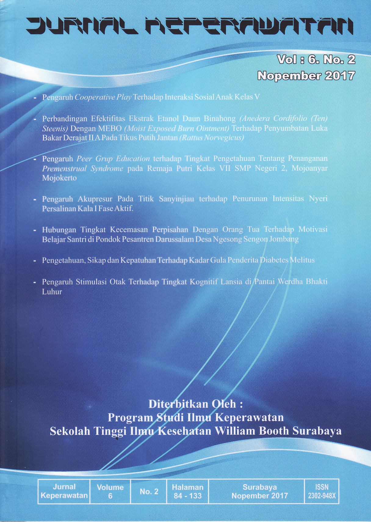 Jurnal Keperawatan Vol 6 No 2 November 2017